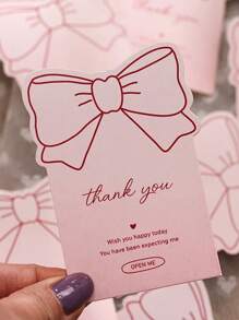 10/50 piezas Etiquetas adhesivas con moño rosa para agradecer, etiquetas decorativas para sellar cajas de regalo, paquetes de hornear y embalaje de negocios - Rosa - Ver 2