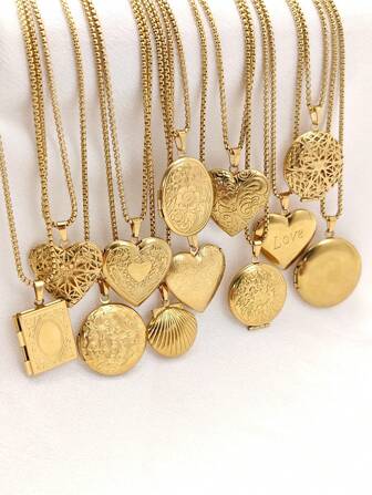 1pc Vintage Versatile High-End Multi-Style Stainless Steel Frame Necklace, Women's Fashion Luxury Niche Jewelry Accessory