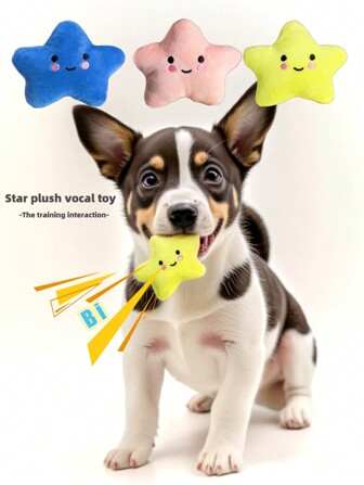 1pc Plush Star Shaped Pet Toy, Squeaky, Chewable Toy For Dogs & Cats, Pet Supplies