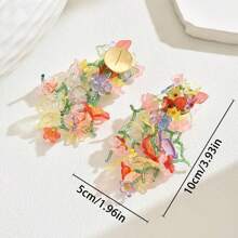 1 par de pendientes con forma de hoja y flor de colores acrílicos para mujeres, perfectos para la primavera al aire libre