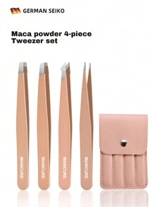 4 pièces Kit de pinces colorées en acier inoxydable, ensemble d'outils portables pour la mise en forme des sourcils et l'épilation (violet, rose, noir)