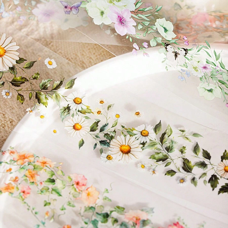 1卷胶带，枝蔓花影系列，复古精致唯美浪漫花藤主题PET胶带，剪贴簿用品，装饰笔记本相框手机壳水杯垃圾杂志文具盒DIY个性贴纸，学校用品，返校