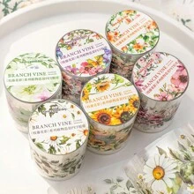 1卷胶带，枝蔓花影系列，复古精致唯美浪漫花藤主题PET胶带，剪贴簿用品，装饰笔记本相框手机壳水杯垃圾杂志文具盒DIY个性贴纸，学校用品，返校