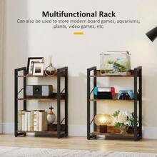 Book Shelf Small Bookshelf: 3-Tier Wood Bookcase Industrial Bookshelf With Edge Protection Metal Narrow Bookshelves Storage Organizer Display Rack For Bedroom Home Office (Rustic Brown)