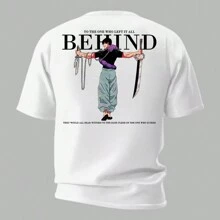 Fushigoro Behind Anime T-Shirt Unisex 100% Cotton Streetwear New Release Plus Size - 白色 - 查看 3