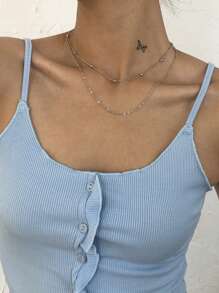 1pc Fashionable Beaded Bracelet For Women, Minimalist Metal Bangle, And Unique Design (Random Bead Quantity) - Gold - View 5