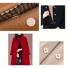 6 piezas de botones metálicos cosidos a mano, botones redondos invisibles para abrigo, chaqueta - Multicolor - Ver 7