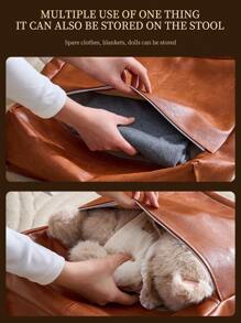 1 Pezzo Cuscino per pavimento in tatami in pelle di lusso, cuscino pouf creativo in pelle cerata per soggiorno, cuscino per divano della baia della finestra, pouf pigro per il deposito di vecchi vestiti, sgabello basso per il soggiorno, cuscino di futon in pelle - Bronzo - Visualizzare 7
