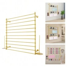 Wall-Mounted Display Rack, 12-Layer Wrapping Paper Ribbon Holder, Metal Organizer For Flower Shop Sewing Tool Thread Scarf Tie For Craft Room, Flower Shop, Retail Store, Gift Wrapping Paper 47.24*7.87*47.24in White/Black/Gold - 彩色 - 查看 13
