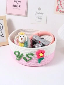 Cestino personalizzato fatto a mano su misura con nome tessuto, cestino fai-da-te per cosmetici o giocattoli, regalo per bebè o San Valentino, adatto per soggiorno, camera da letto, comodino, scrivania, accessori per lettini, essenziali per la borsa dell'ospedale, cestino grigio di piccole dimensioni, per la casa, il bagno e la cucina