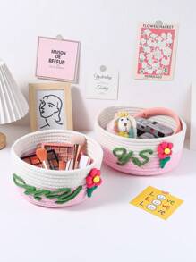 Cestino personalizzato fatto a mano su misura con nome tessuto, cestino fai-da-te per cosmetici o giocattoli, regalo per bebè o San Valentino, adatto per soggiorno, camera da letto, comodino, scrivania, accessori per lettini, essenziali per la borsa dell'ospedale, cestino grigio di piccole dimensioni, per la casa, il bagno e la cucina