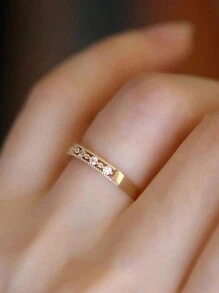 1pc High-End Niche Design Minimalist Personalized Style 925 Silver Ring For Women, Cold Tone - Gold - View 6