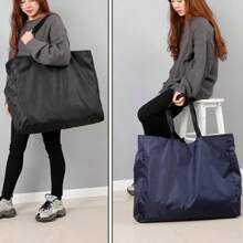 Shopping Bags Solid Color Zipper Large Capacity Shopping Bags Washable Reusable Simple Bag For New Fashion Resistant To Outdoor