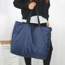 Shopping Bags Solid Color Zipper Large Capacity Shopping Bags Washable Reusable Simple Bag For New Fashion Resistant To Outdoor