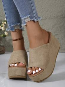 2025 Latest Halloween Colorful Skeleton Atmosphere Sandals, Bestselling Waterproof Platform Women Slides, College Style Ladies Thick Bottom Peep-Toe Sandals, Comfortable Thick Wedge Outsole Skeleton Pattern - Khaki - View 5