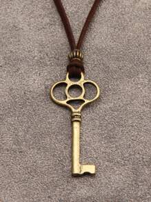 1件复古青铜色镂空钥匙吊坠串珠项链，时尚饰品，适合情人节、母亲节、情侣日常佩戴 - 鑰匙款 - 查看 6