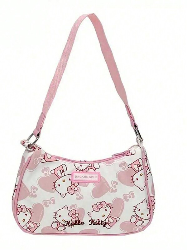 Sanrio Sanrio Sanrio 1pc Officially Licensed Kawaii Hello Kitty Delicate Cartoon Cat Wallet With Strap,Crossbody Bag, Coin Purse, Nich E Cartoon Hand Bag, Kitty Cat Anime Character Wallet Purse