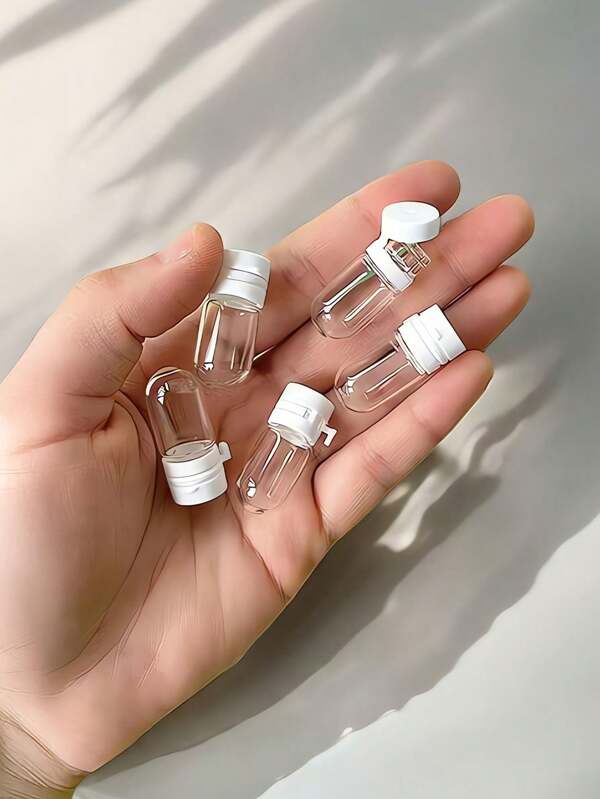 Conjunto de frascos dispensadores de amostras de vidro transparente de 1,5 ml/2 ml/3 ml/5 ml, baioneta dupla à prova de vazamentos + tampa articulada, design portátil, fundo redondo, frasco pequeno de bulbo, loção/removedor de maquiagem/higienizador para as mãos, dispensador de viagem, bolsa de artigos de higiene pessoal para viagem, armazenamento de amostras para cuidados com a pele, deslocamento diário, reposição de maquiagem, desinfetante para as mãos doméstico, dispensador de desinfetante para óleos essenciais, perfume, faça você mesmo, corpo de frasco transparente à prova de vazamentos