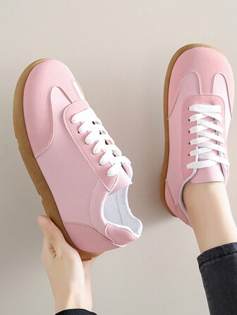 Women's 2025 Spring/Summer Casual Comfortable Fashionable Lace-Up Flat Loafers, Minimalist Daily Versatile Sneakers, Anti-Slip Street Style Running Shoes