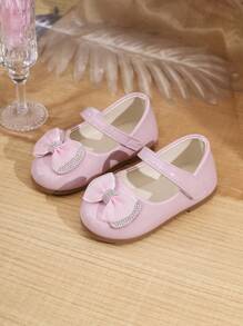 Girls' Pink Bow Ballet Shoes - Pink - View 3