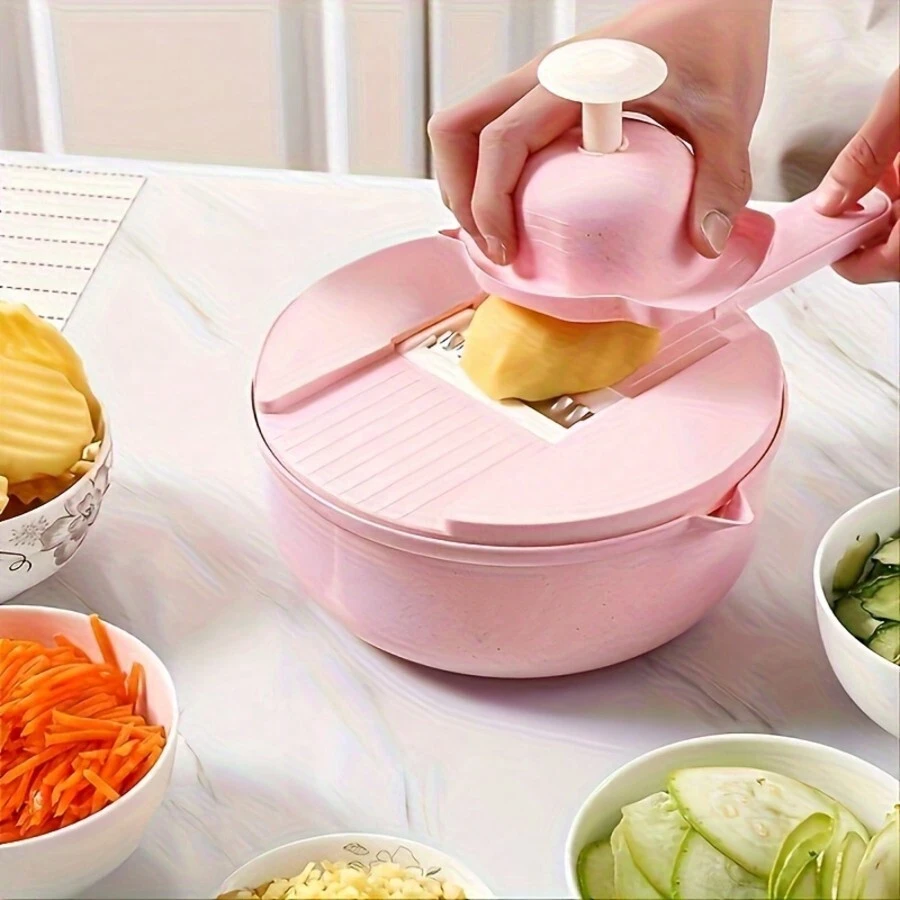 Multi-Functional Vegetable Chopper - 10-In-1 Manual Slicer, Shredder, And Grater For Carrots, Potatoes, Radishes, And More - Perfect For Home And Commercial Kitchens - Multicolor - View 1