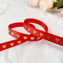 1cm 5 Yardas Cinta de satén con diseño de corazón para manualidades DIY, lazos, envoltura de regalos del Día de San Valentín, decoraciones de fiestas, bodas y Navidad - Multicolor - Ver 6