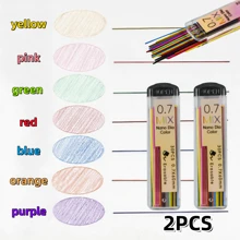 30pcs/2 Boxes Mixed 7 Colors Pencil Lead Refills, HB Hardness. Consumables, Do Not Press For Too Long During Use. 60pcs/Box 0.7mm Automatic Colored Refills, Multi-Color For School, Students, Office, Drawing, Erasable, Pressurized