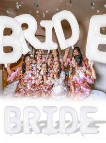 5pcs 16inch White Foil "BRIDE" Letter Balloons Set, Suitable For Bridal Room Decoration, Wedding Venue Decor, Bachelorette Party Photo Props