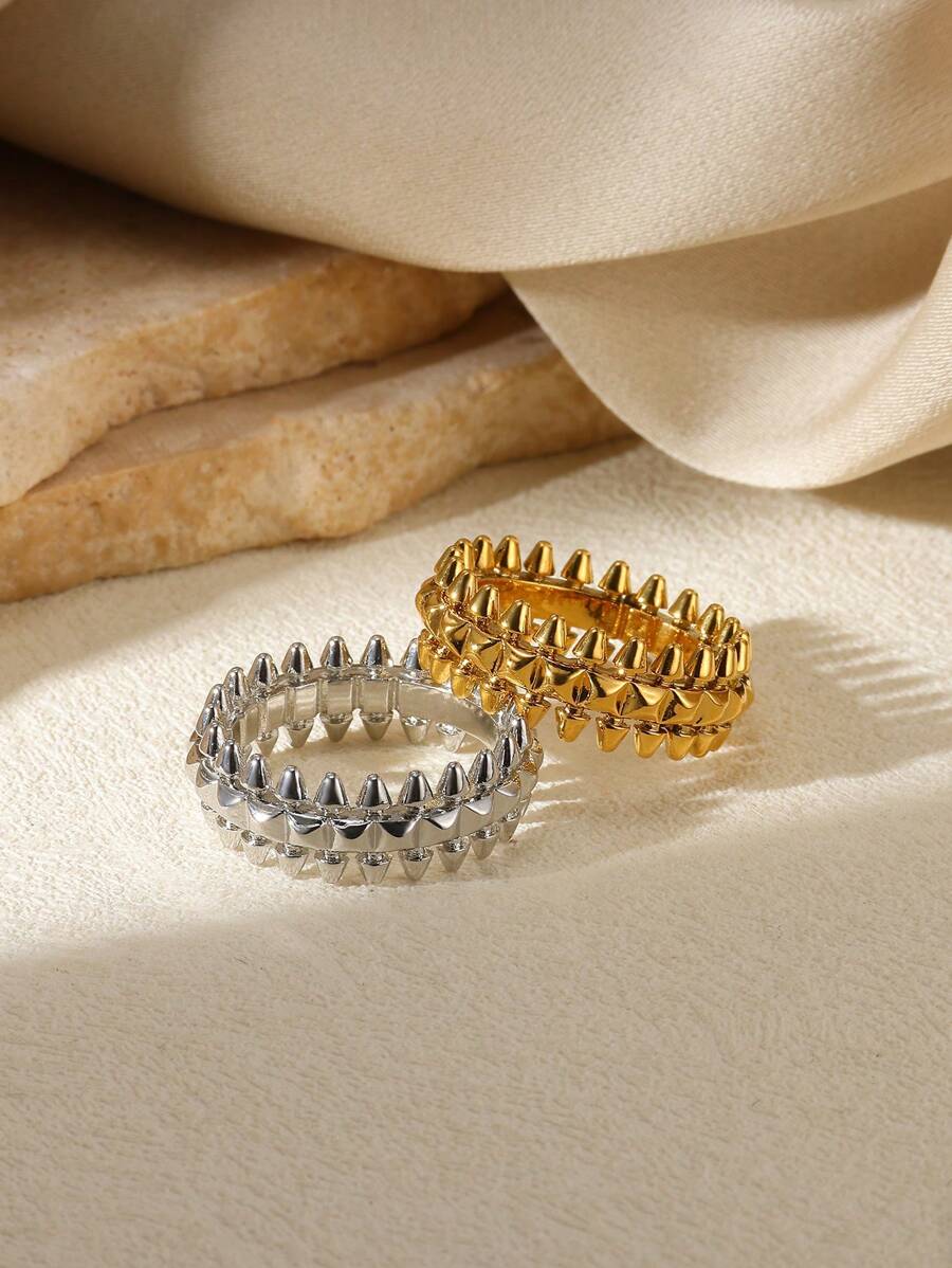 1 Stück Vintage Edelstahl-Kugel-Ring für Frauen, goldfarbener geometrischer Ring, Boho-Schmuck, Hip-Hop-Party-Schmuck, Geschenke