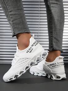 Scarpe casual sportive da donna in maglia traspirante e forata, adatte per tutte le stagioni - Bianco - Visualizzare 3