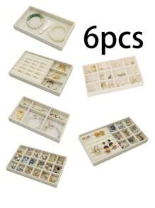 9pcs/Set Stackable Jewelry Tray, Jewelry Dish, Desktop Storage Box, Elegant Portable Stacking Jewelry Rack, Suitable For Earrings, Necklaces, Rings, Bracelets, Pendants, Lipsticks, Pearls, Brooches, Bedroom Accessory Back To School