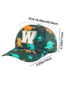 1pc Kids Cute Dinosaur 26-Letter Print Baseball Cap, Fashionable Sun Hat For Boys, Suitable For Spring/Summer Daily Outdoor Use, Great Gift - Green - View 3