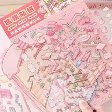 贴纸*3+场景卡*1 卡通3D立体微型场景贴纸风景拼贴手册DIY教育手册休闲玩具 - 彩色 - 查看 5