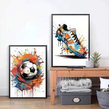 1 tấm áp phích nghệ thuật treo tường Pop Watercolor Graffiti Football Shoes Canvas Painting Modern Art Poster Inspirational Wall Picture Men Boy Living Room Home Decor Canvas, Không khung - Nhiều màu - Xem 5