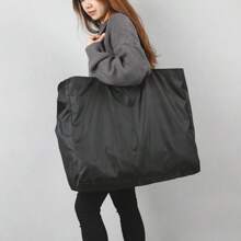 Shopping Bags Solid Color Zipper Large Capacity Shopping Bags Washable Reusable Simple Bag For New Fashion Resistant To Outdoor