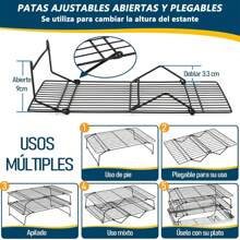 SHIXIONG 3 Pcs Rejillas para Enfriar, rejilla para enfriar pasteles,Rejilla para Asador,Acero inoxidable extraíble y apilable,Aplicable Hornear en Casa, Cumpleaños y bodas,elaboración de tartas y galletas. - Negro - Ver 4