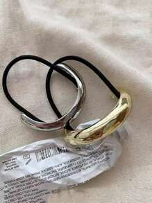 1 件装 U 型金色银色发绳长发夹复古圆头绳简约大发夹女士几何马尾头饰，金色头饰 - 彩色 - 查看 5