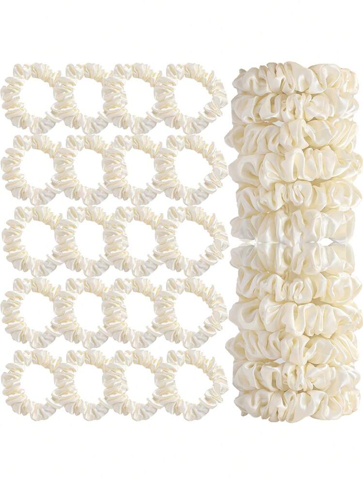20pcs Solid Color Versatile Satin Scrunchies, Suitable For Women 14+ Years Old, Won't Damage Hair, Elegant Hair Scrunchie Hair Accessory Hair Ties Scrunchy Hair Ties Ponytail Head Accessories Elastic Band - Multicolor - View 15