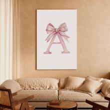 1pc Framed Canvas Poster, Pink A Watercolor Nursery Vintage Bow Wall Art Canvas Paintings, Ideal Gift For Bedroom Living Room Corridor, Wall Art, Room Decoration - 彩色 - 查看 2