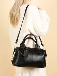 1 pieza Bolso de hombro de mujer de moda, adecuado como regalo del Día de la Madre, diseño minimalista y casual, bolso de hombro y cruzado para dama, bolso para mamá de mediana edad, de cuer - Negro - Ver 7