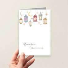 1pc Elegant Lantern-Themed Ramadan Card - Perfect For Eid Al Fitr, Kareem & Mubarak Celebrations - Ideal For Family & Friends - Multicolor - View 3