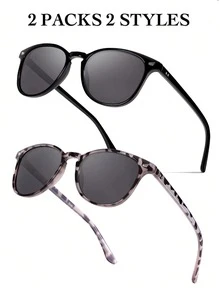 2 paires de lunettes de soleil classiques pour femmes, lunettes de soleil polarisées avec protection UV400