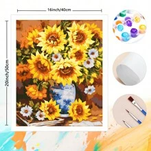 40x50cm/16 英寸 X 20 英寸 - 1 件 DIY 成人数字油画套装，向日葵系列图案，适用于家庭办公室、卧室、客厅装饰 - 彩色 - 查看 3