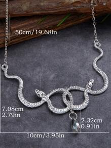 1PC Gothic Double Snake Entanglement Witch Necklace With Crystal Pendant Medusa Snake Necklace Ladies Fashion Jewelry Gift