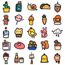 50 张儿童趣味图案涂鸦卡通动漫古卡贴纸儿童可爱时尚爱心涂鸦防水贴纸适用于笔记本电脑水瓶滑板手机 - 彩色 - 查看 4