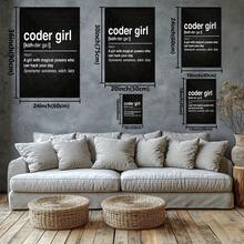 Coder Girl Definition With Synonyms Large Wooden Framed Wall Art Home Decor Canvas Painting- For Bedroom, Bathroom, Living Room, Office, Kitchen, Holiday Gift- 1pc