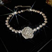 Andkiss 1 件时尚奢华优雅水钻花朵项链 - 鑲水鑽花朵項鍊 - 查看 2