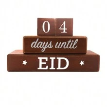 Wooden Cubic Countdown Calendar Decor, Holiday Home Tabletop Decoration E-I-D