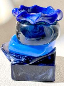 优雅蓝色树脂手链，性感大胆的不对称袖口手镯，适合日常佩戴