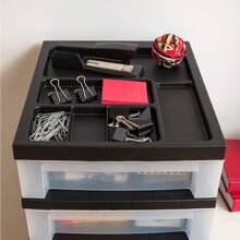 USA Plastic Drawer Storage Organizer Rolling Cart With Wheels Casters 10-Drawers For Classroom Art Craft Supplies Dresser Closet Bathroom Dorm Bedroom Laundry Room Black/Clear - Black - View 6